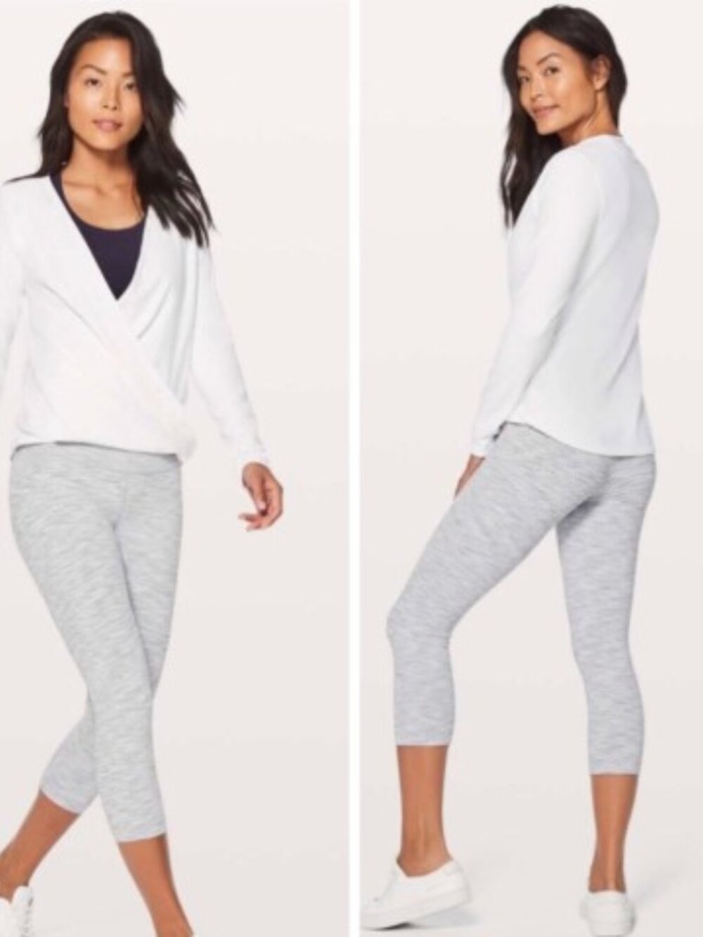 Lululemon White Long Sleeve Wrap Front Cross Front Top Women’s Size 8